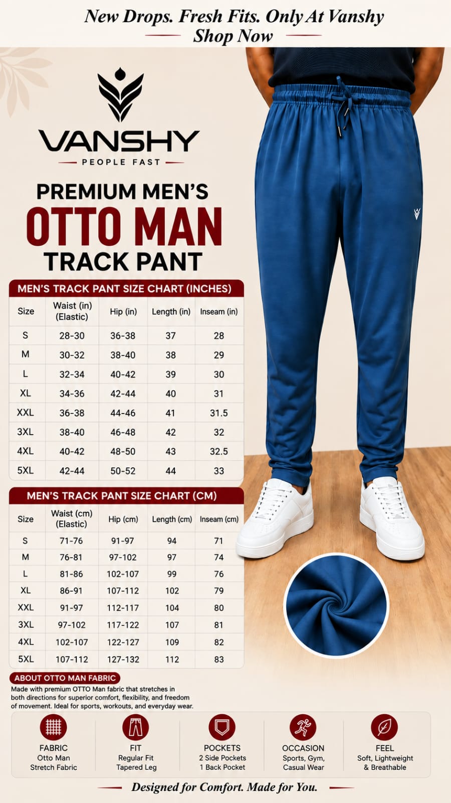 Dry Fit Track Pants with 2 side zip
